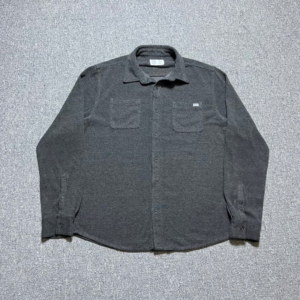 Hurley Button Down Shirt Medium‎ Gray Long Sleeve Textured Knit Flannel Pocket
